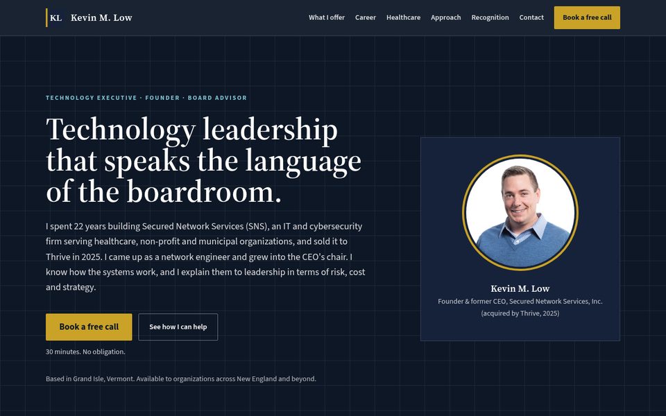 Screenshot of the kevinlow.com homepage